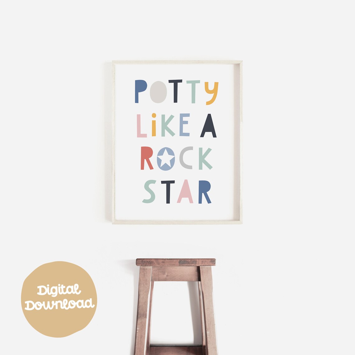 Potty Like A Rock Star Kids Bathroom Art Print - Image 2