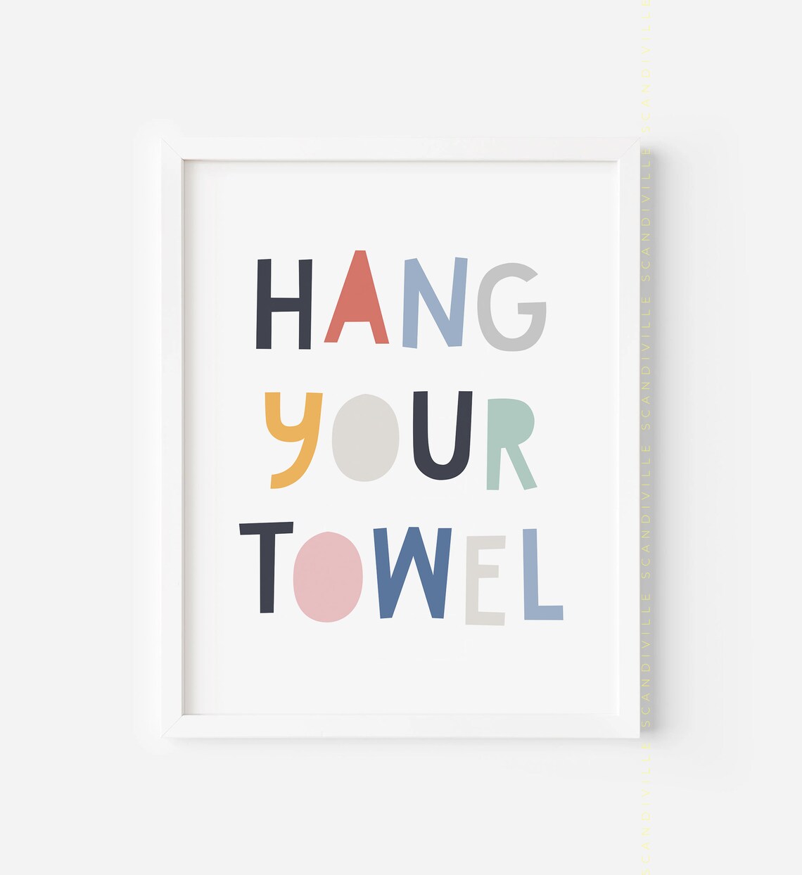 Hang Your Towel Colorful Playful Kids Bathroom Sign Poster Decor