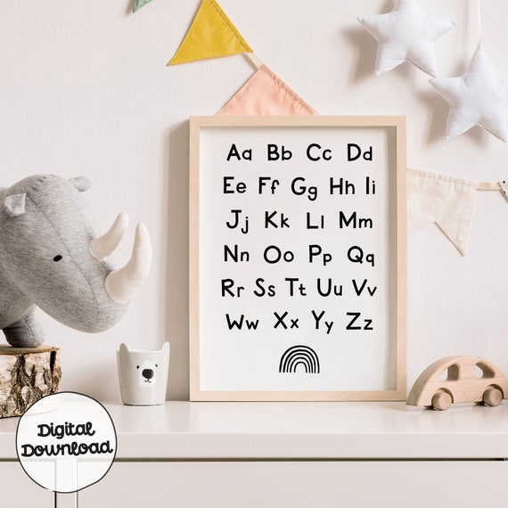 Alphabet Print Preschool Uppercase Letters Lowercase Letters Print Childrens Wall Art Educational Childrens Prints