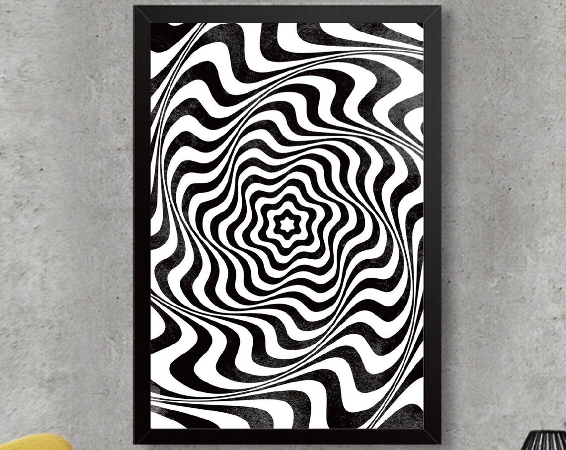 Optical Illusion Abstract, Hypnotizing Minimalist Art Print