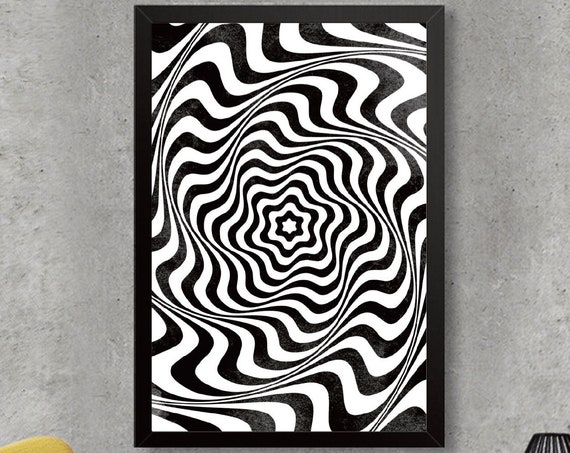 Optical Illusion Abstract, Hypnotizing Minimalist Art Print