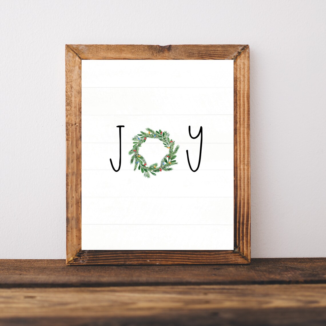 Joy Christmas Holiday Print, Rustic Sign Decor