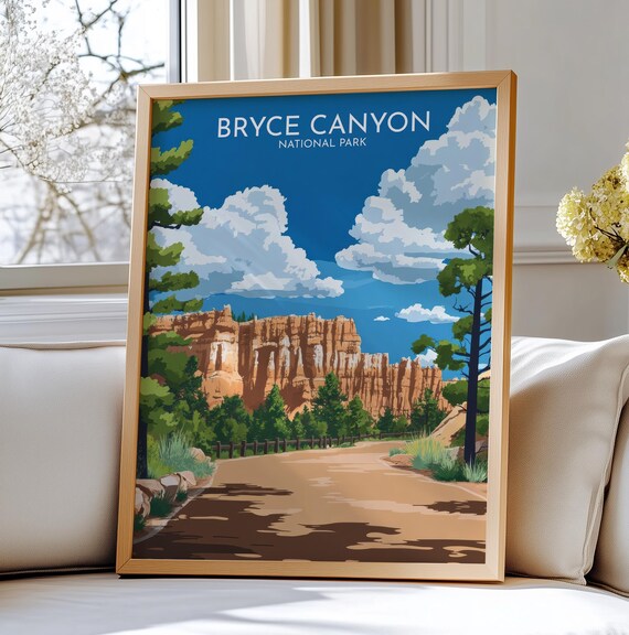 Bryce Canyon National Park Red Rock Hoodoos Vintage Travel Poster