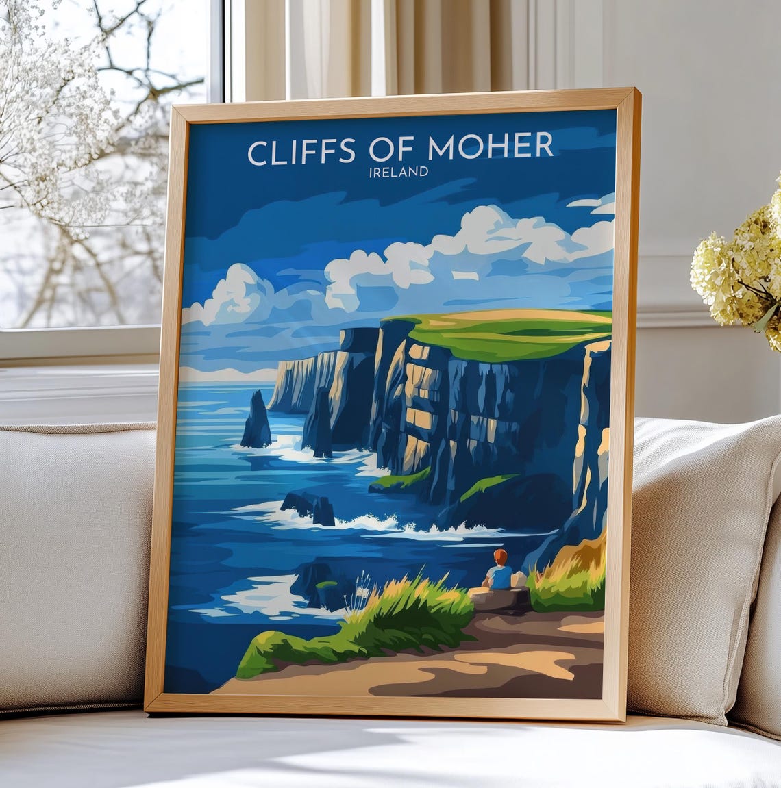 Cliffs of Moher Ireland Sea Stacks Dramatic Ocean Travel Poster