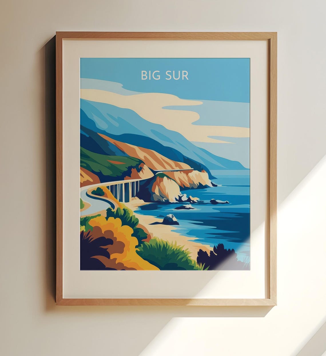 Big Sur Coastal Highway Cliffs Blue Ocean Scenic Travel Poster