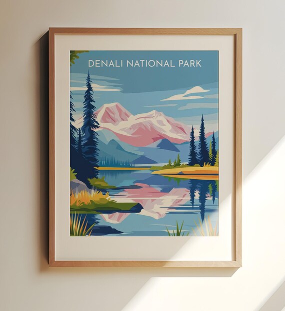 Denali National Park Alaska Snowcapped Peak Lake Reflection Poster