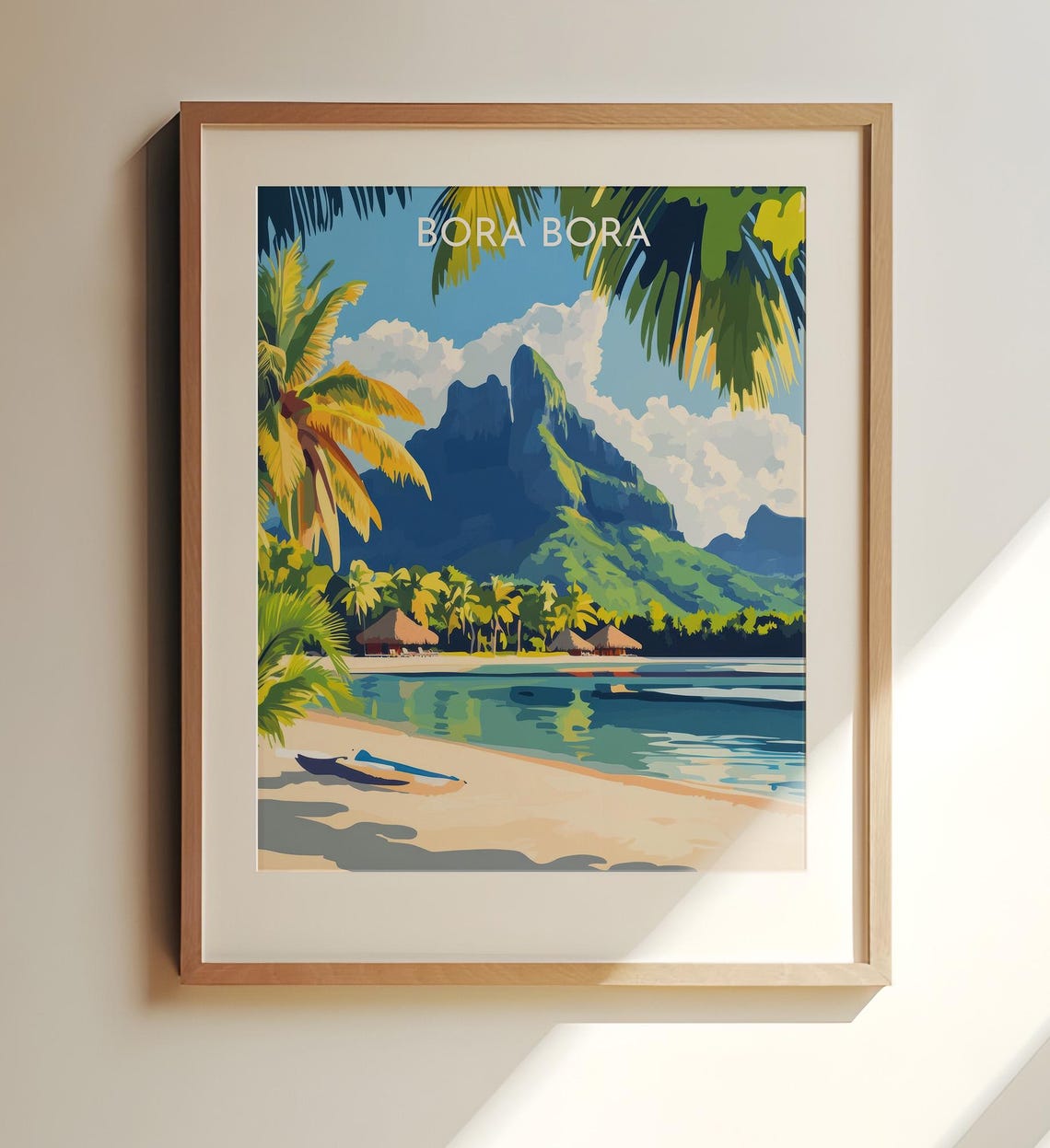 Bora Bora Mount Otemanu Palm Beach Tropical Paradise Travel Poster