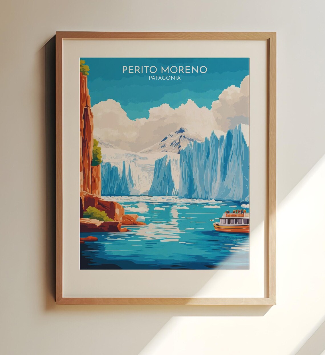 Perito Moreno Glacier Patagonia Argentina Travel Poster Vintage Style