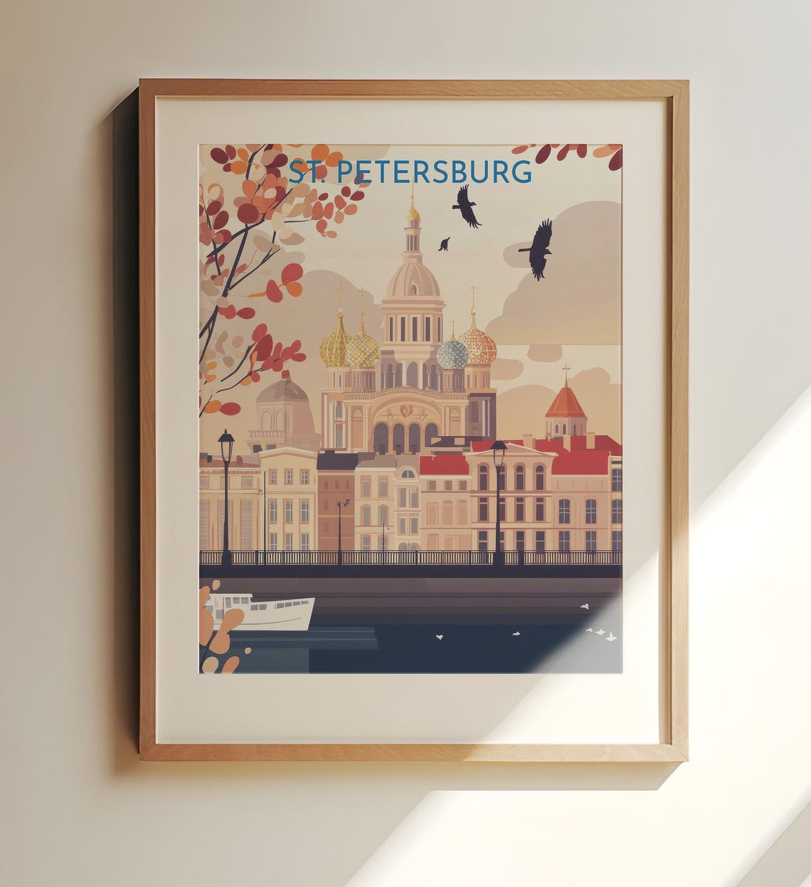 St Petersburg St Isaacs Cathedral Autumn Travel Poster River Art