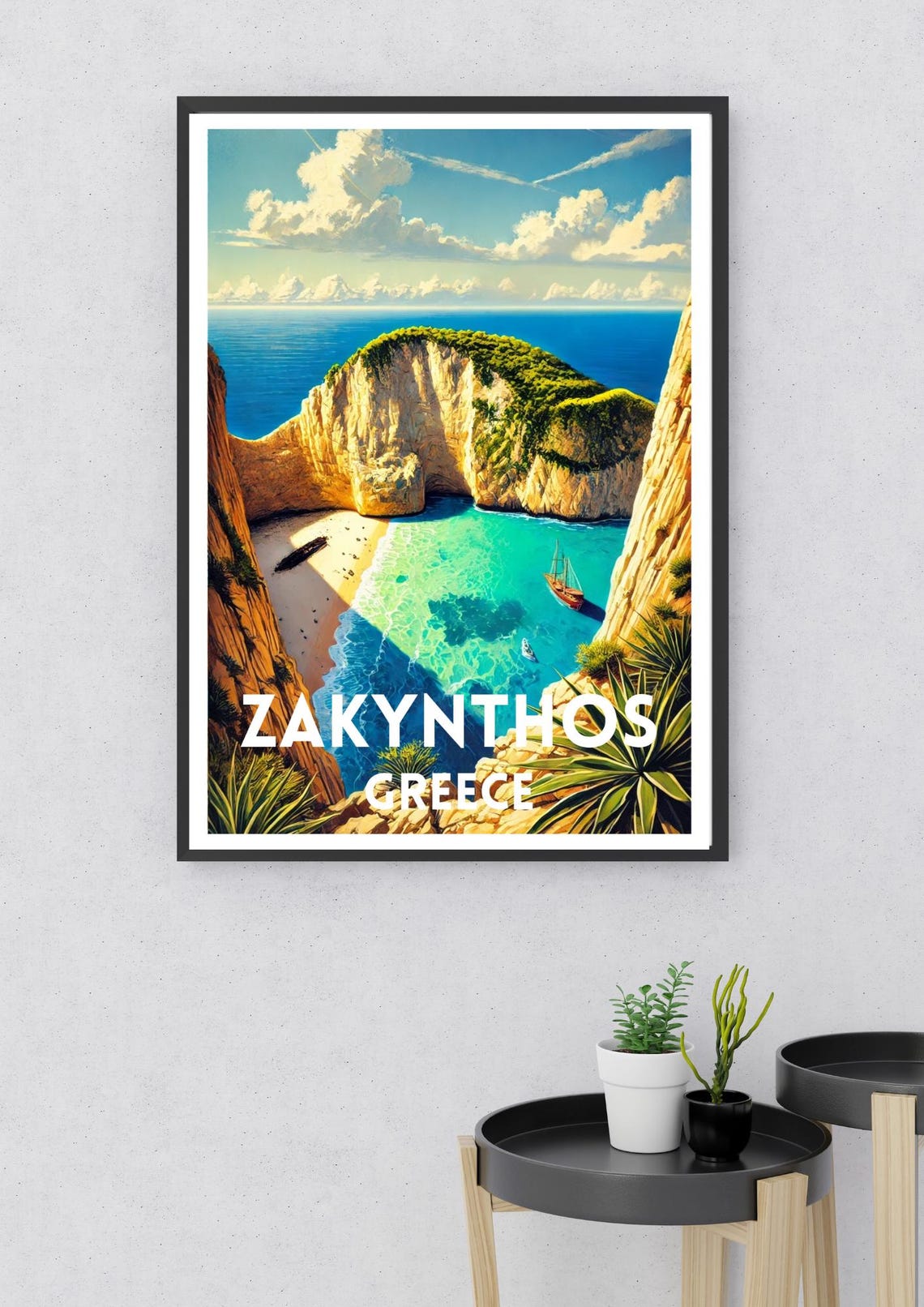 Zakynthos Greece Navagio Shipwreck Cove Turquoise Beach Travel Poster - Image 2