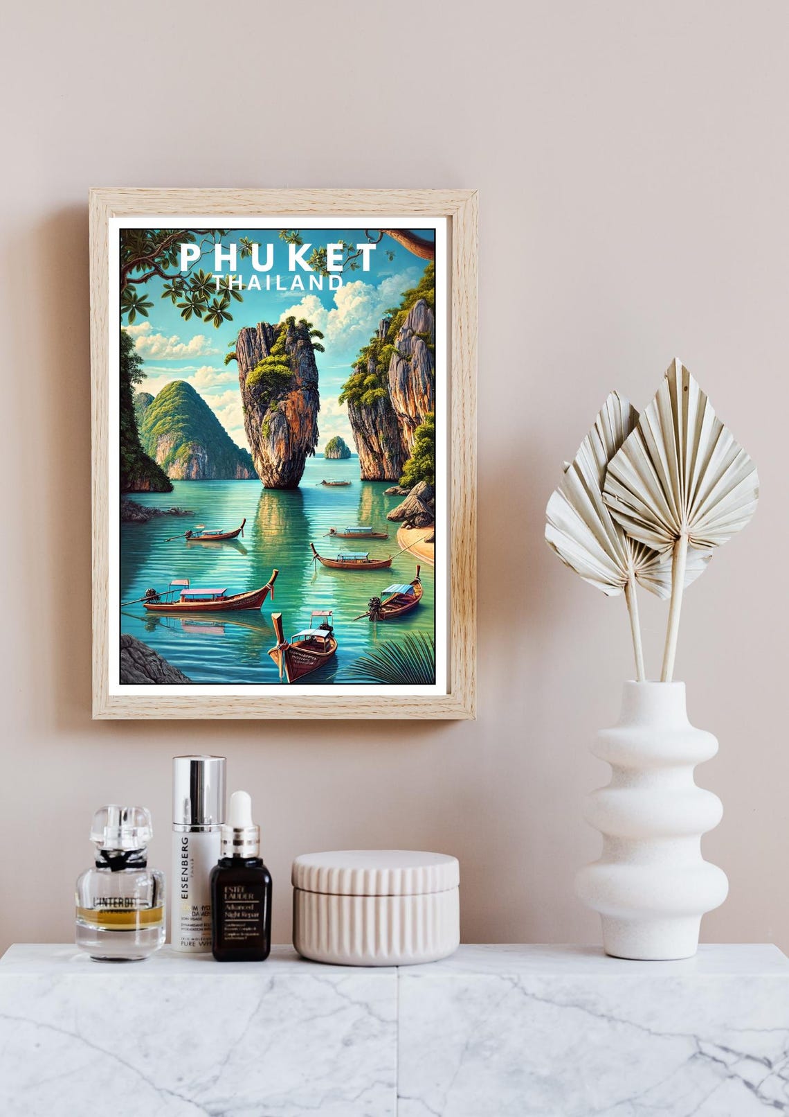 Phuket Thailand Limestone Karst Longtail Boat Tropical Travel Poster - Image 4