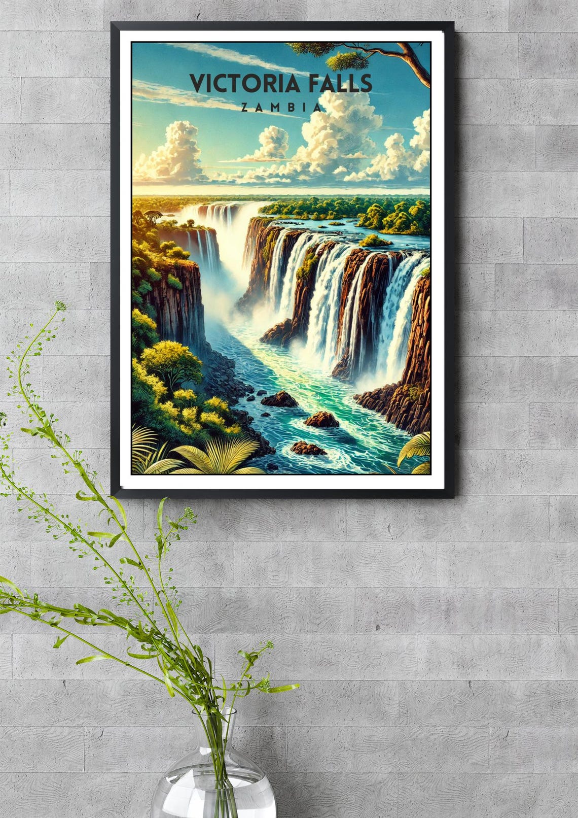 Victoria Falls Zambia Zambezi Waterfall Vintage Nature Travel Poster - Image 3