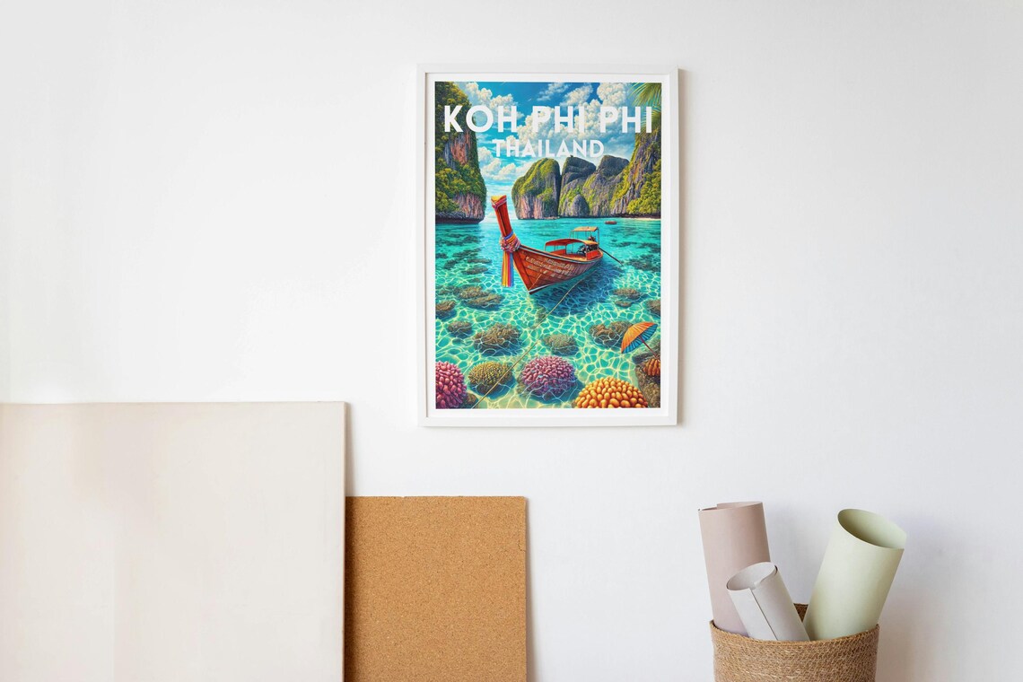 Koh Phi Phi Travel Poster, Thailand Travel Decor - Image 2