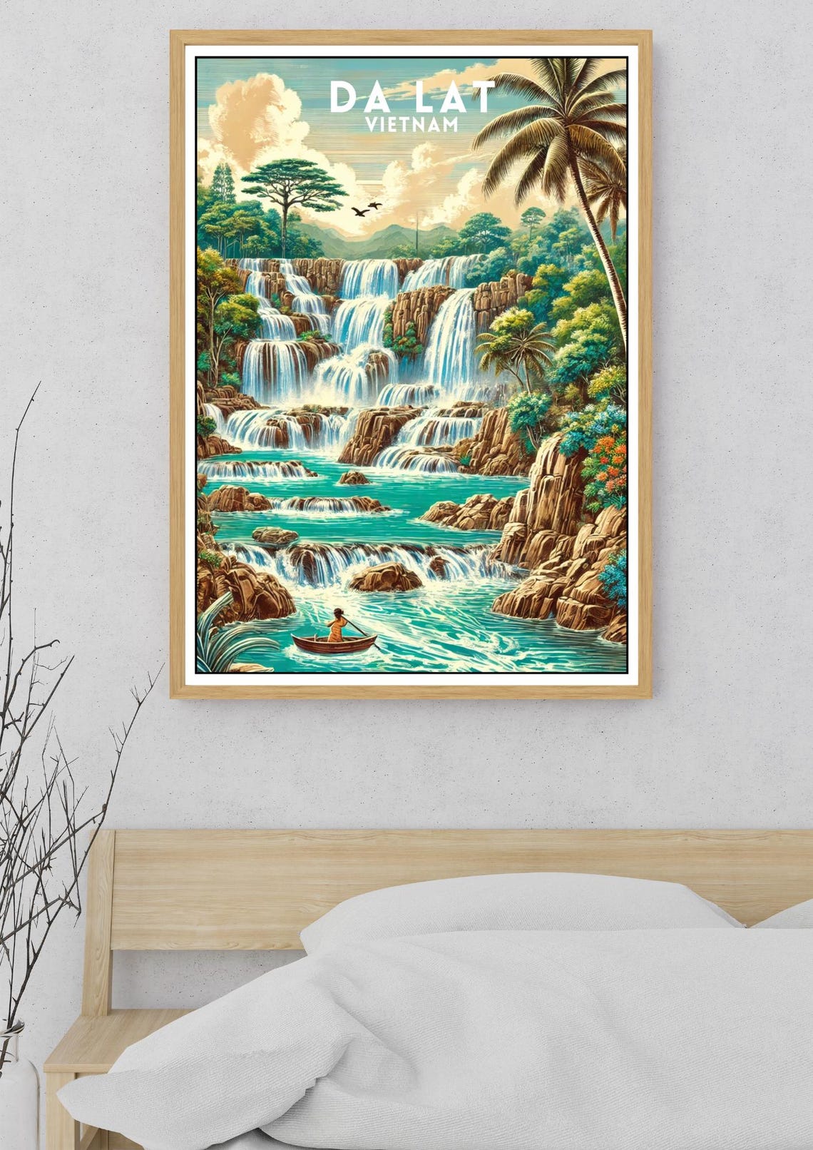 Da Lat Vietnam Waterfall Jungle Paradise Retro Travel Poster - Image 5
