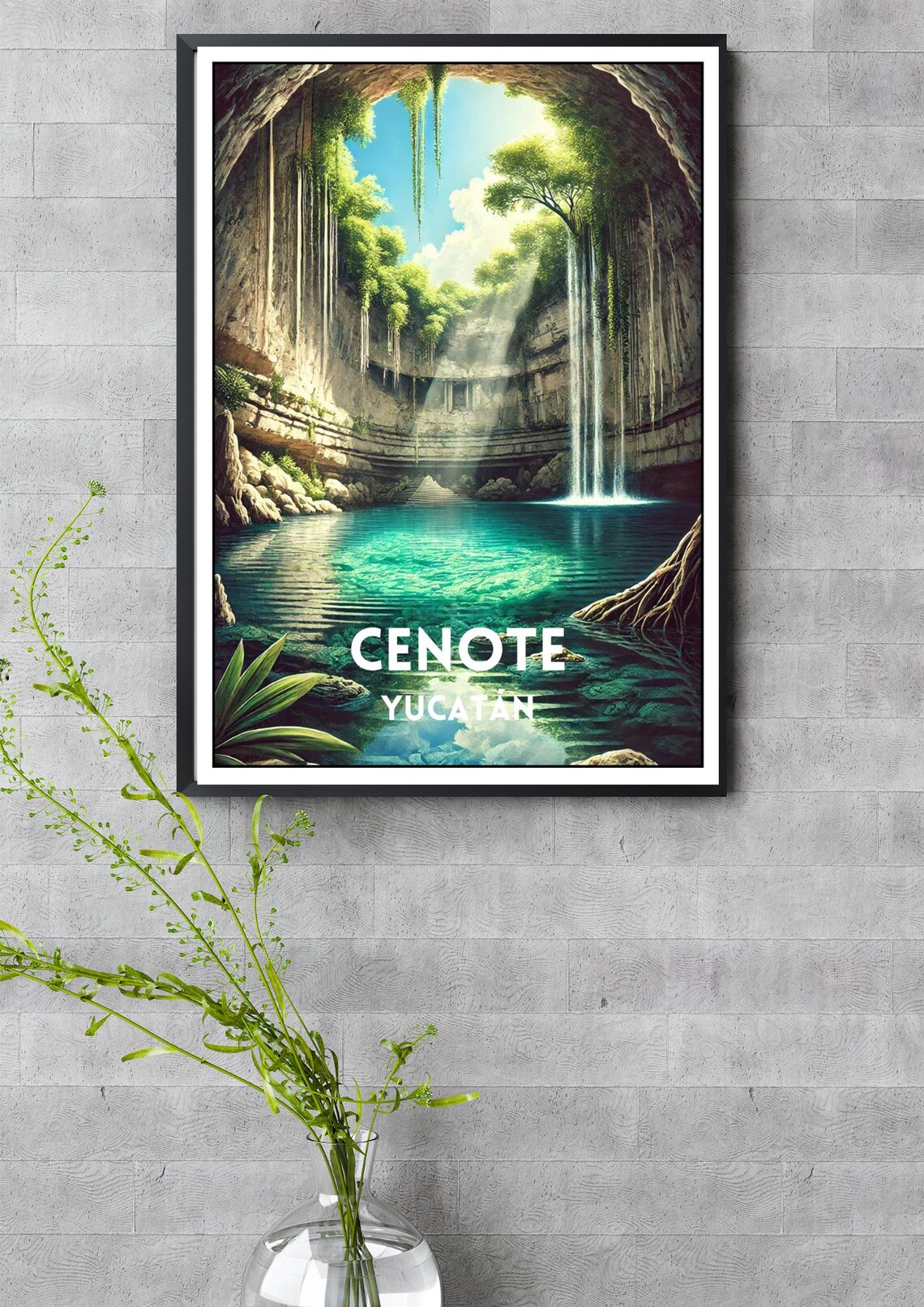 Mexico Cenote Travel Poster, Yucatan Peninsula - Image 3
