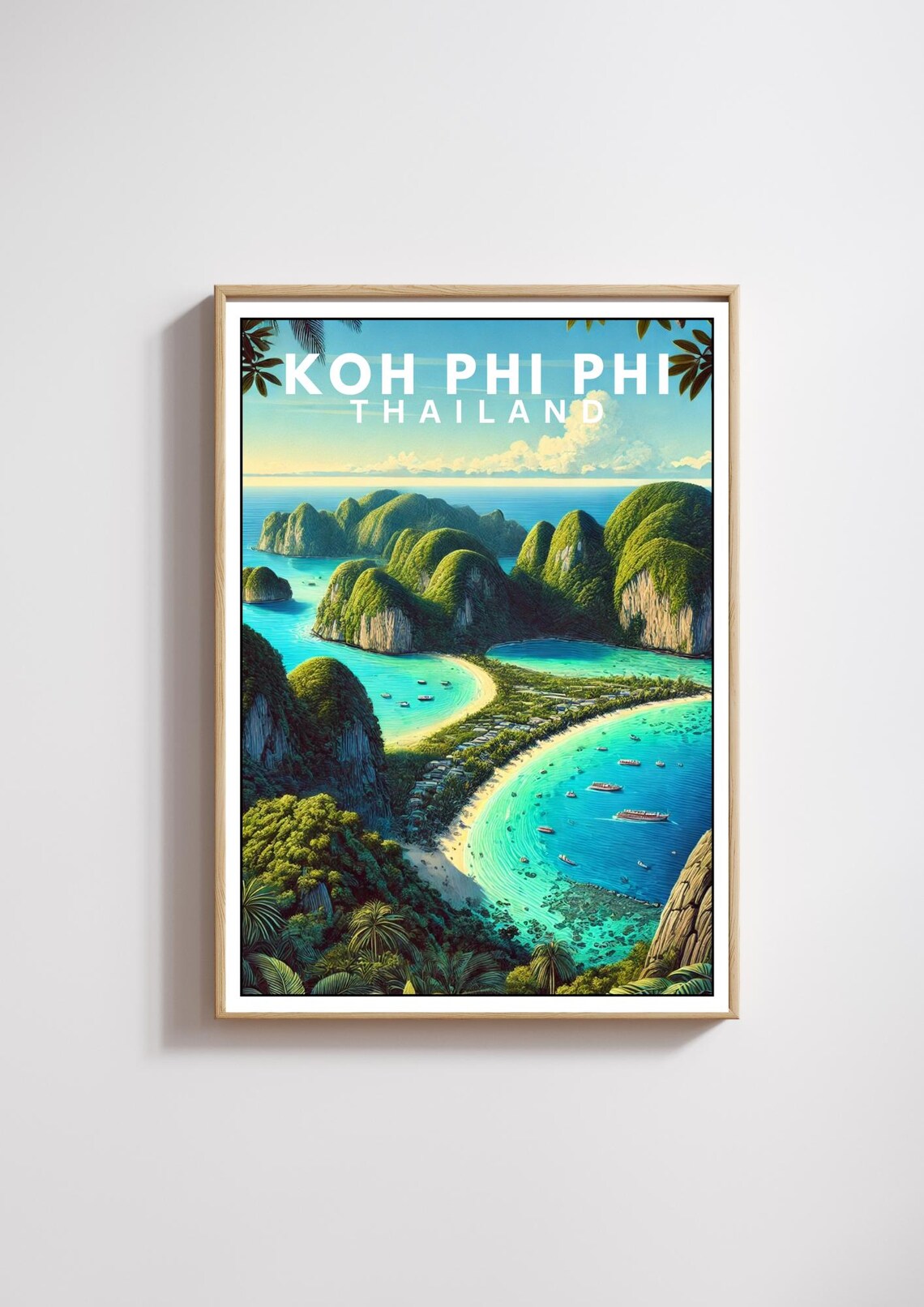 Koh Phi Phi Travel Poster, Thailand Island View