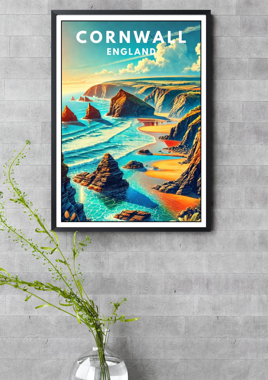 Cornwall England Bedruthan Steps Sea Stacks Coast Vintage Poster - Image 3