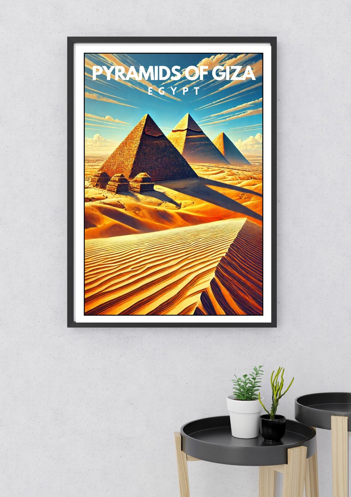 Pyramids of Giza Egypt Rippled Sand Dunes Vintage Travel Poster - Image 2