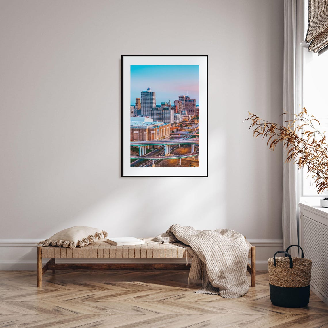 Memphis Tennessee Downtown Skyline at Dusk Highway Cityscape Poster - Image 2