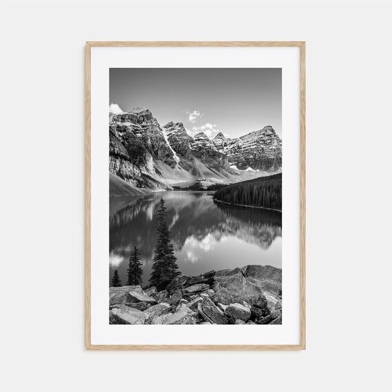 Rocky Mountain National Park Alpine Lake Reflection Black White Poster