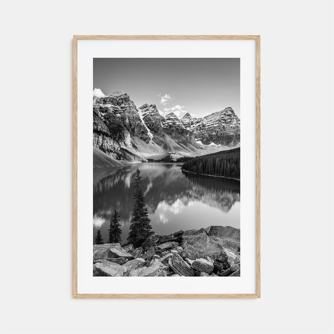 Rocky Mountain National Park Alpine Lake Reflection Black White Poster