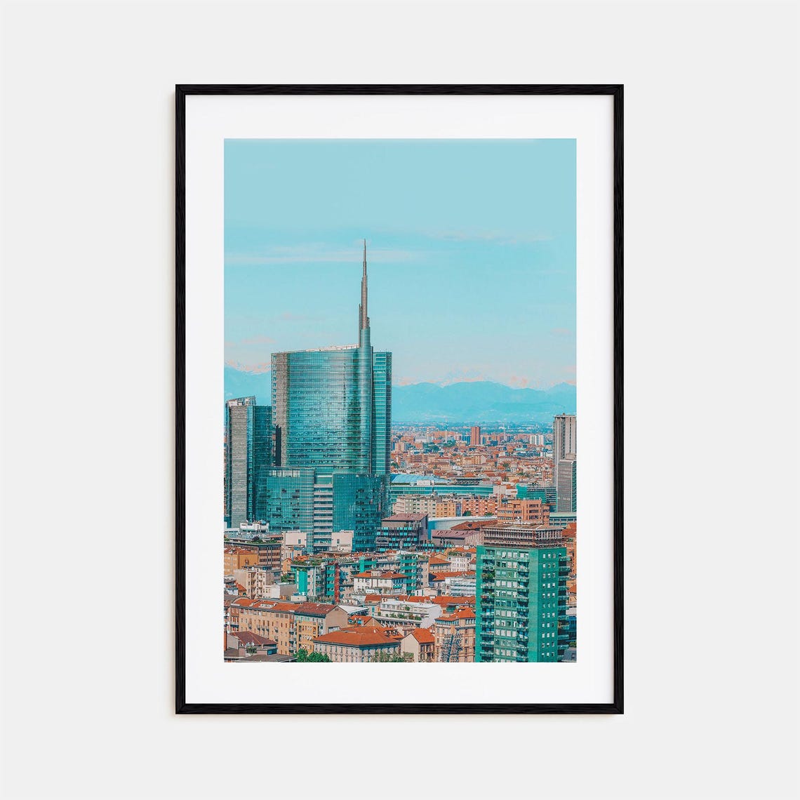 Milan Modern Skyline Porta Nuova Towers Alps Backdrop Poster