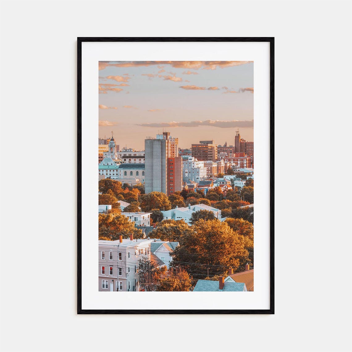 Portland Maine Skyline Sunset Cityscape Waterfront Art Poster