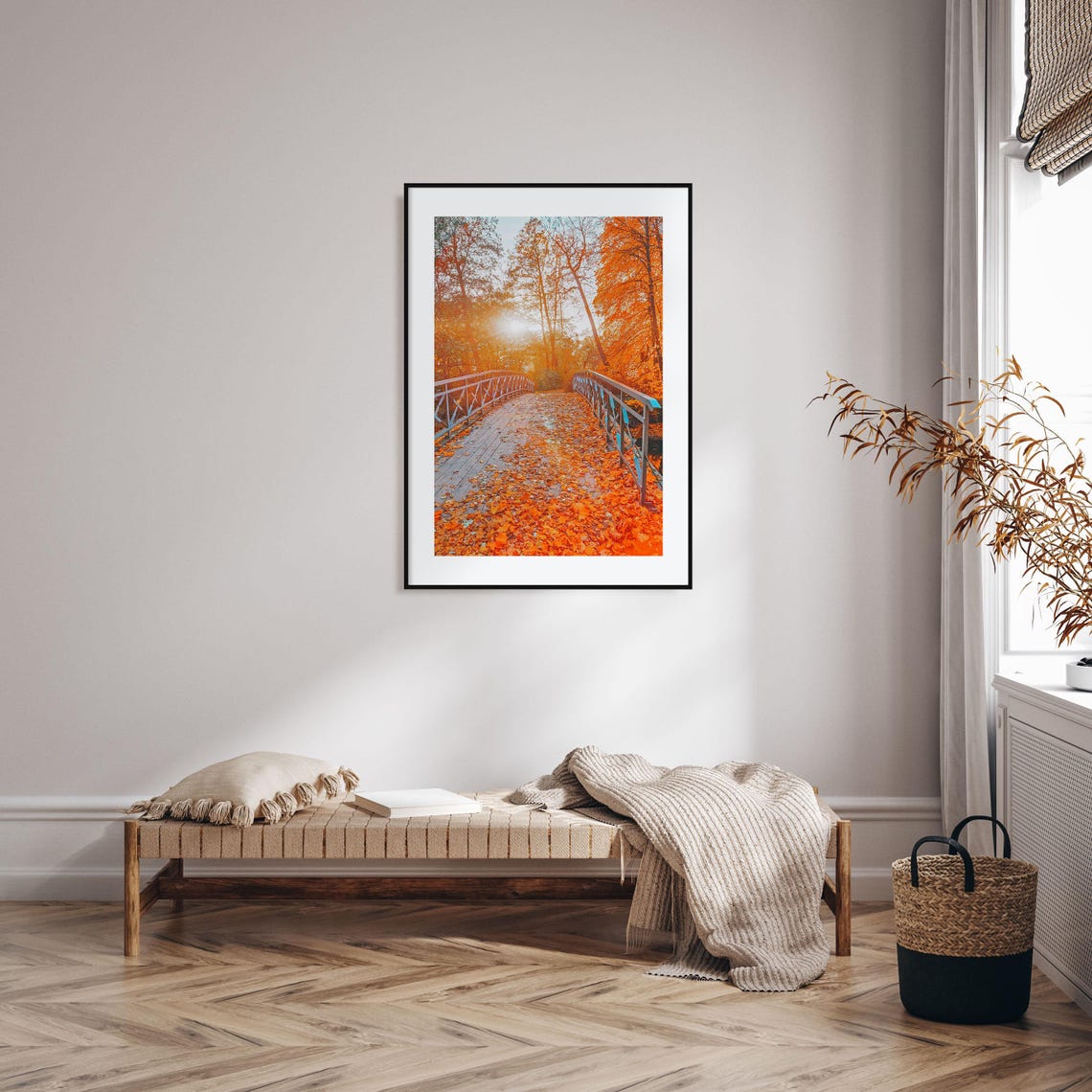 Central Park Autumn Poster Bridge of Orange Fall Leaves New York - Image 2
