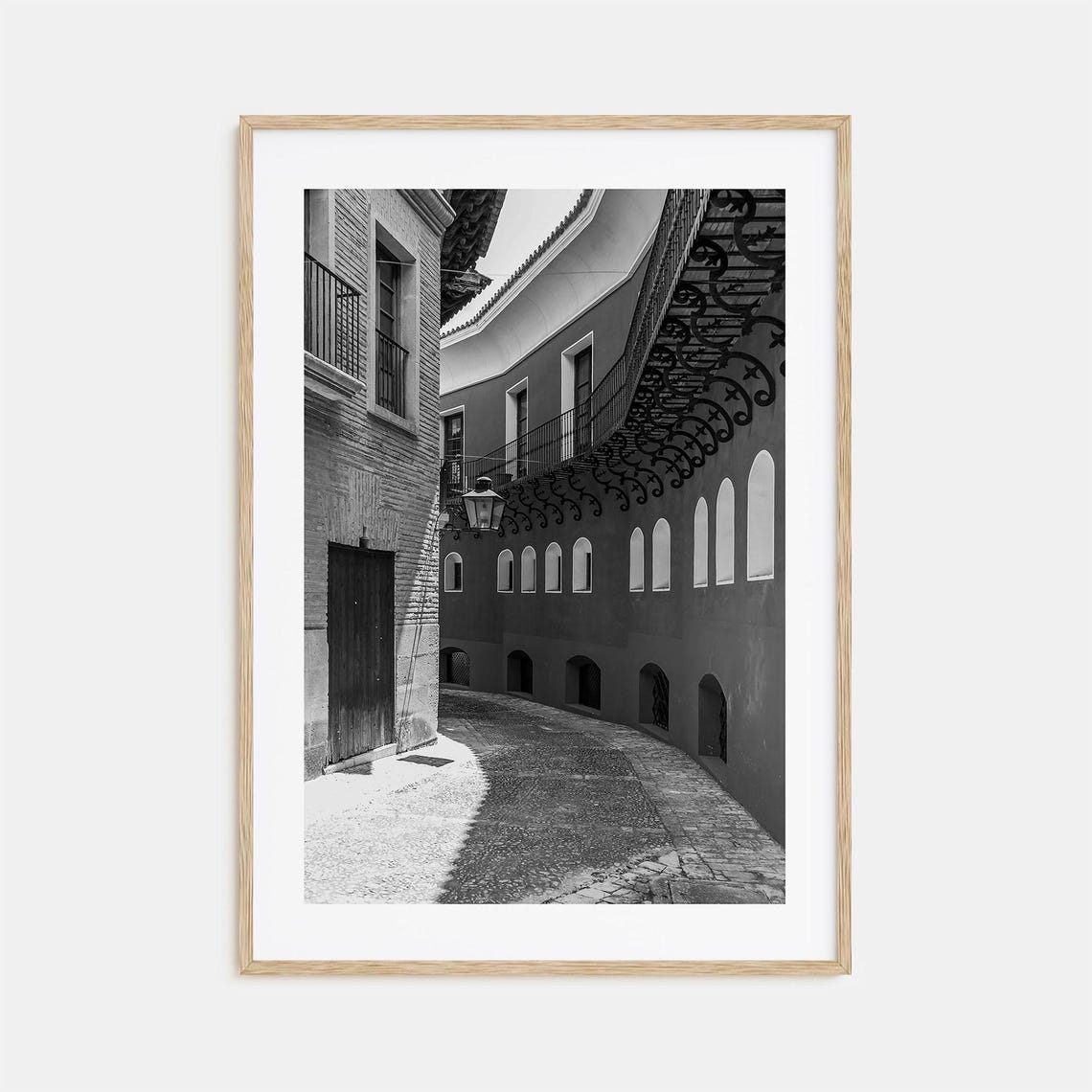 Toledo Spain Historic Old Town Street Ironwork Black White Poster