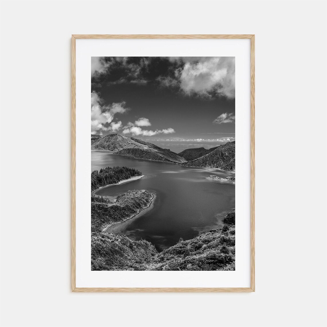 Azores Black and White Travel Poster, Wall Art Print