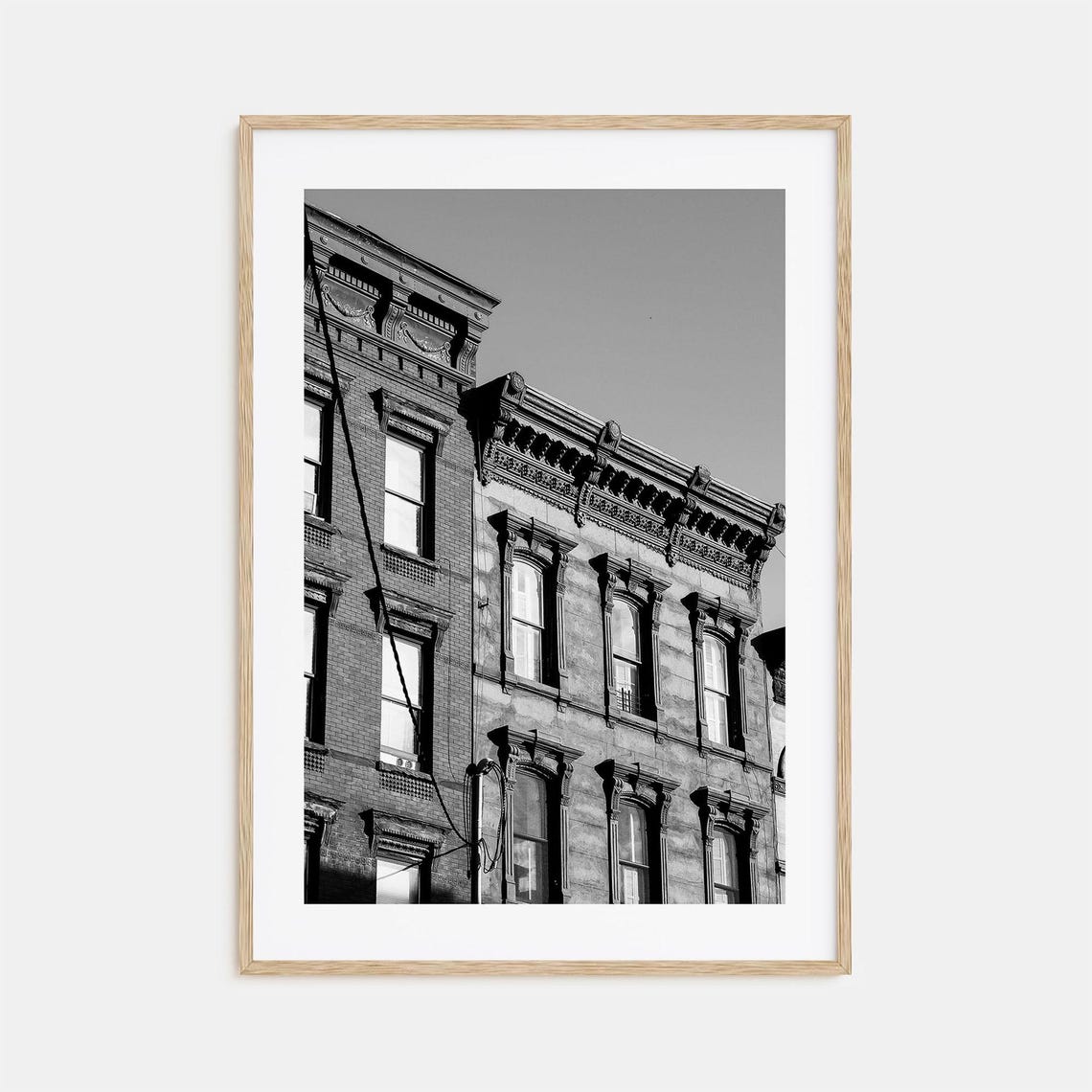Hoboken Historic Brick Brownstone Facades Black And White Poster