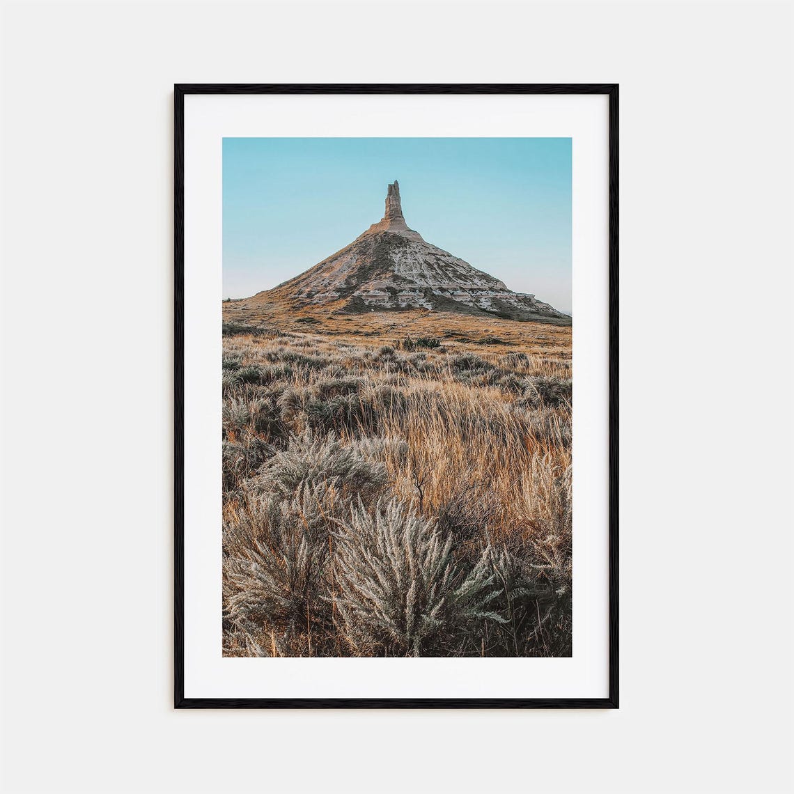 Nebraska Chimney Rock Rising Over a Golden Prairie Landscape Poster