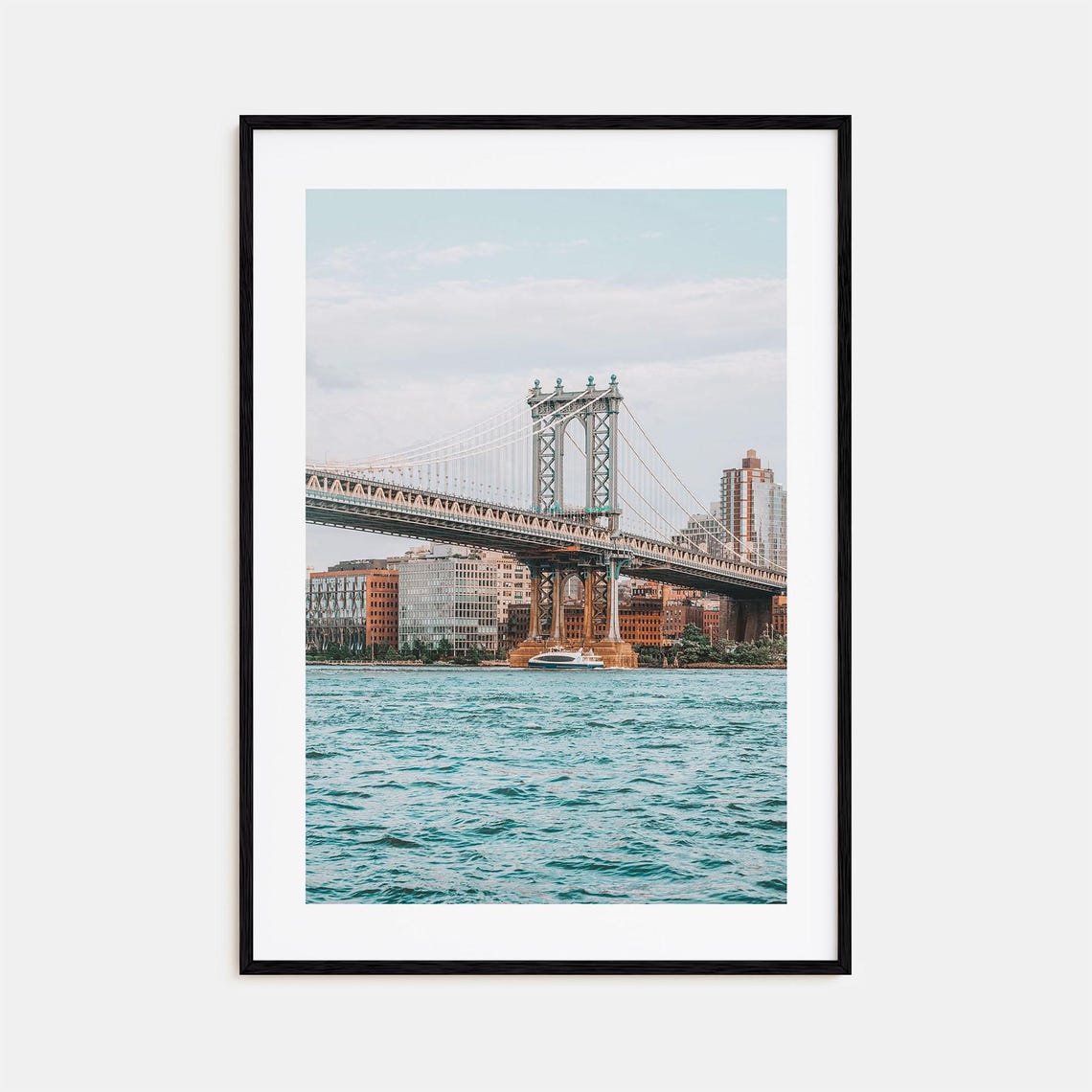 Manhattan Bridge East River Ferry Turquoise Water NYC Poster