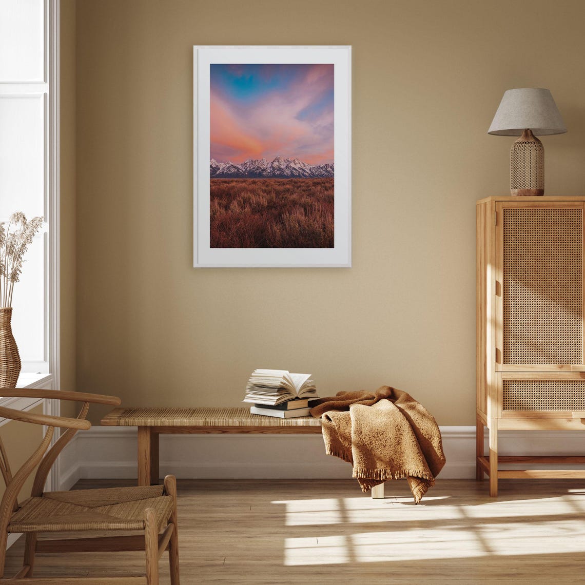Grand Teton Range Over Sagebrush Plain at Sunset Scenic Print - Image 3