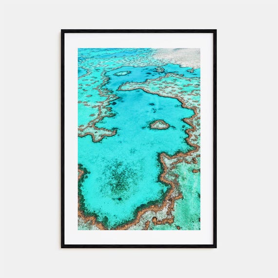 Great Barrier Reef Travel Poster, Colorful Map Art