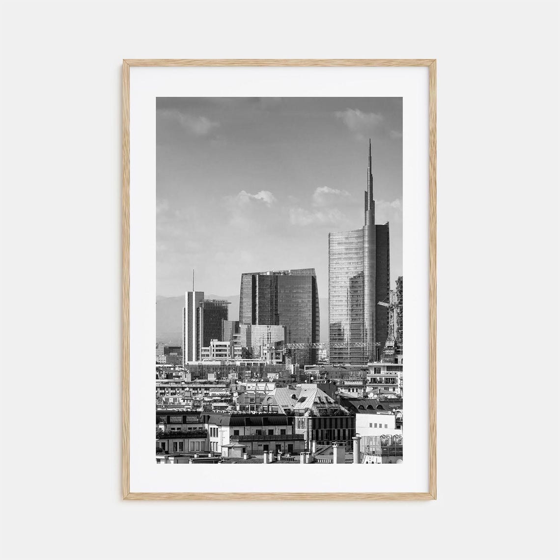Milan Porta Nuova Skyscrapers Black And White Italy Skyline Poster