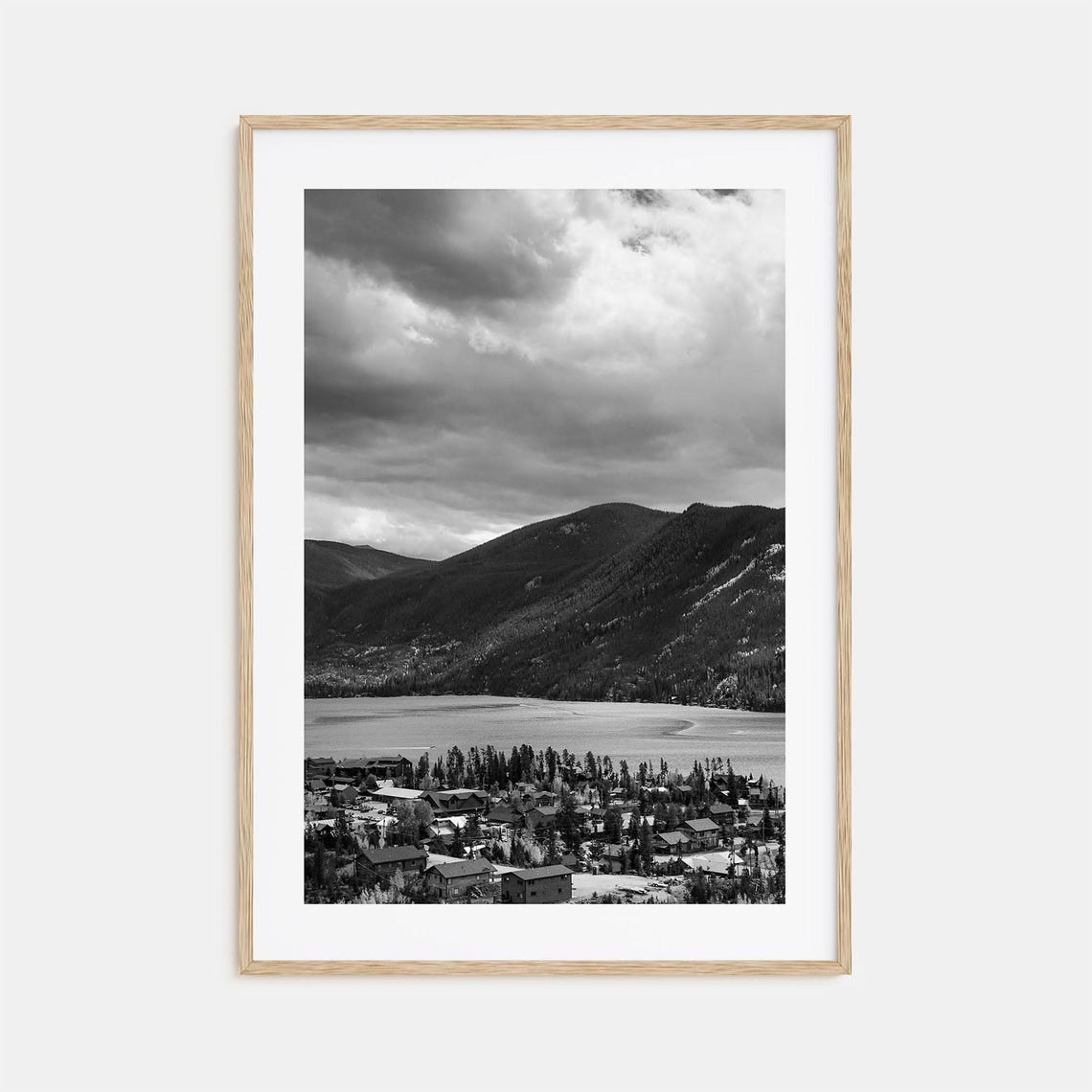 Estes Park Colorado Black And White Mountain Lake Village Poster