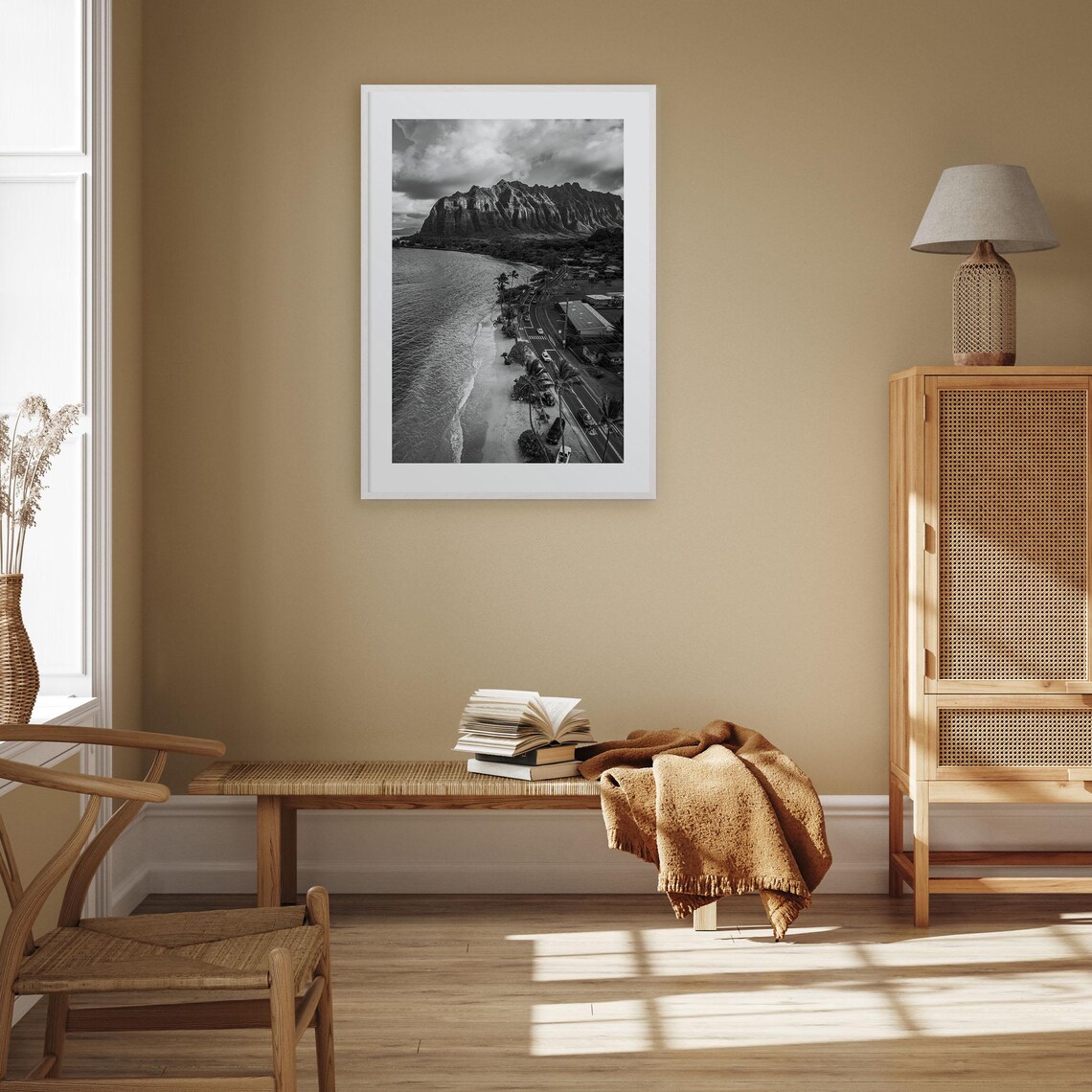 Oahu Black And White Travel Poster Print - Image 3