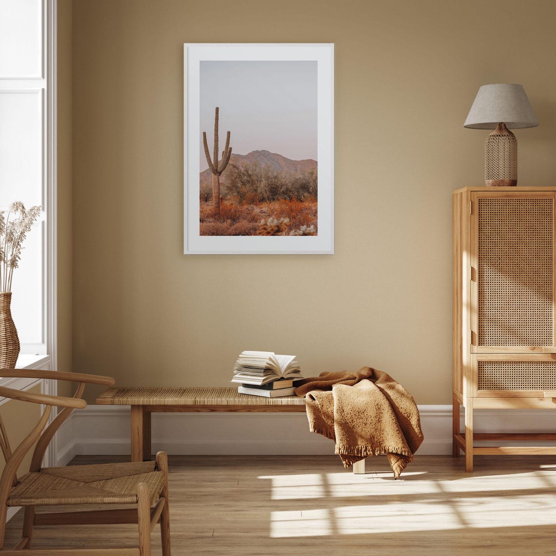 Sonoran Desert Saguaro Cactus Mountain Twilight Scene Poster - Image 2