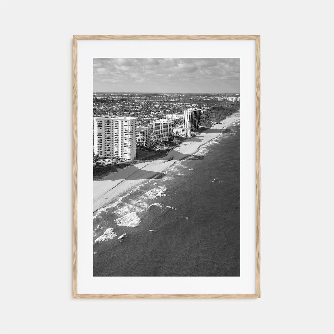 Boca Raton Beach Aerial Black And White Florida Coastline Poster