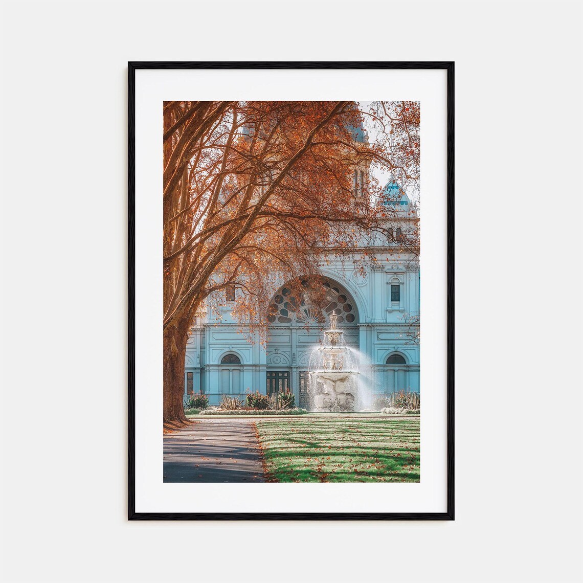 Melbourne Australia Royal Exhibition Building Autumn Fountain Poster