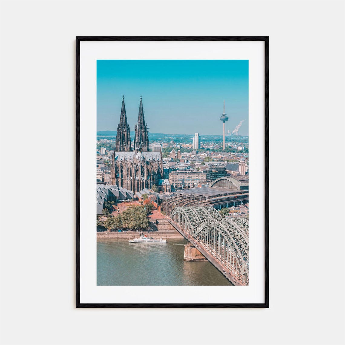 Cologne Cathedral Twin Spires Rhine River Bridge Photo Poster