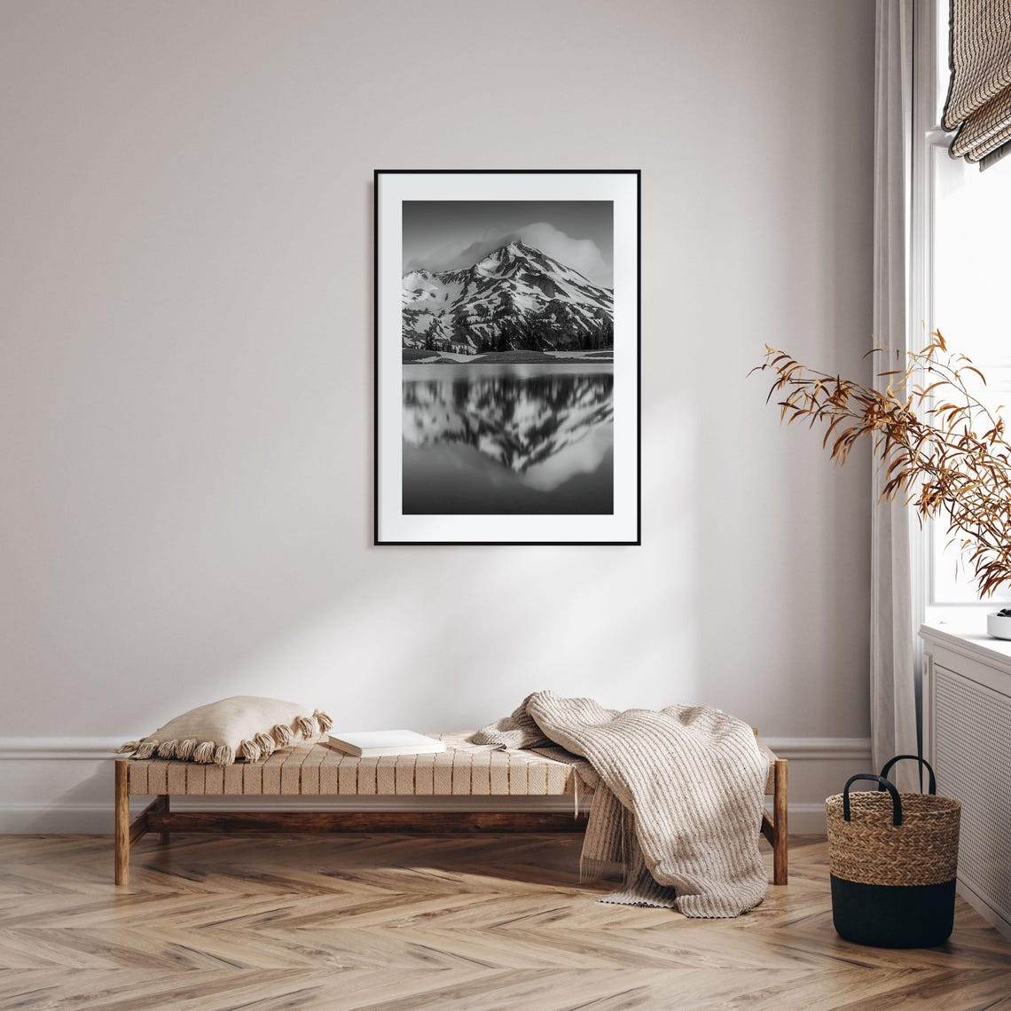 Oregon Snowcapped Peak Lake Mirror Reflection Art Alpine View Poster - Image 2