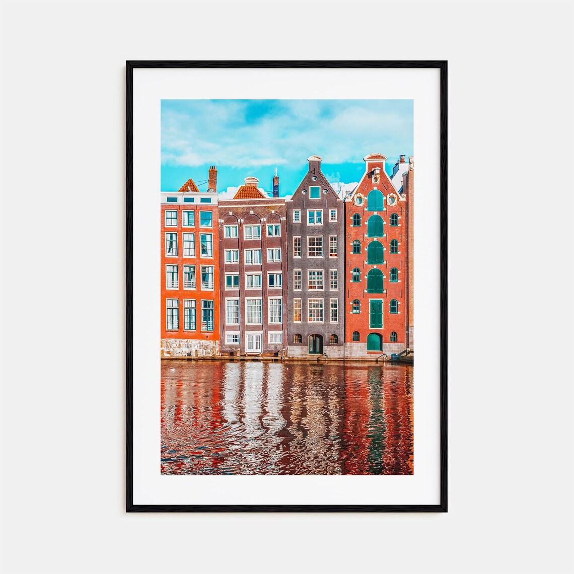 Amsterdam Canal Houses Colorful Reflections on Water Photo Poster