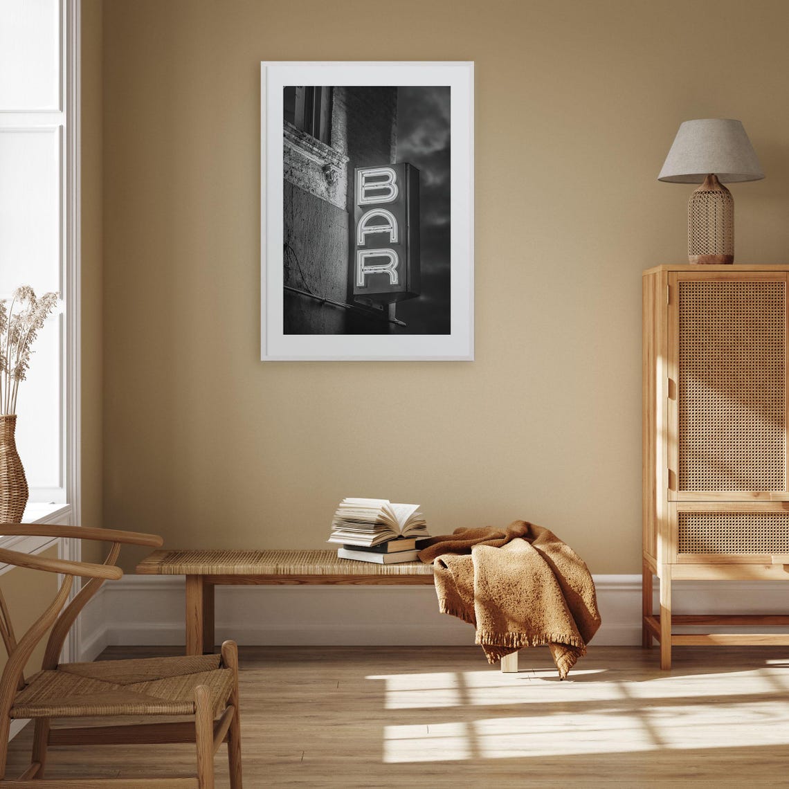 Bar Sign Photo Poster Print Bar Sign Black And White Wall Art Bar Sign Wall Photography Bar Sign Travel Bar Sign Map Poster - Image 3