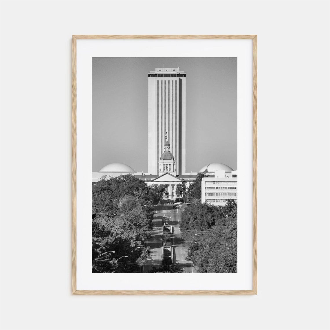 Tallahassee Florida State Capitol Building Downtown Black White Poster