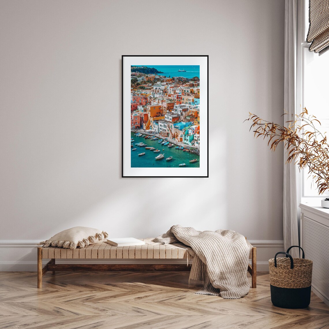 Naples Italy Colorful Fishing Village Boats Harbor Art Poster - Image 2