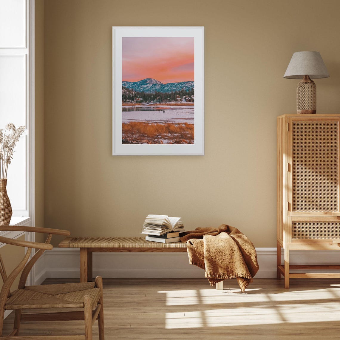 Big Bear Lake Frozen Sunset Mountains Colorful Photography Poster - Image 3