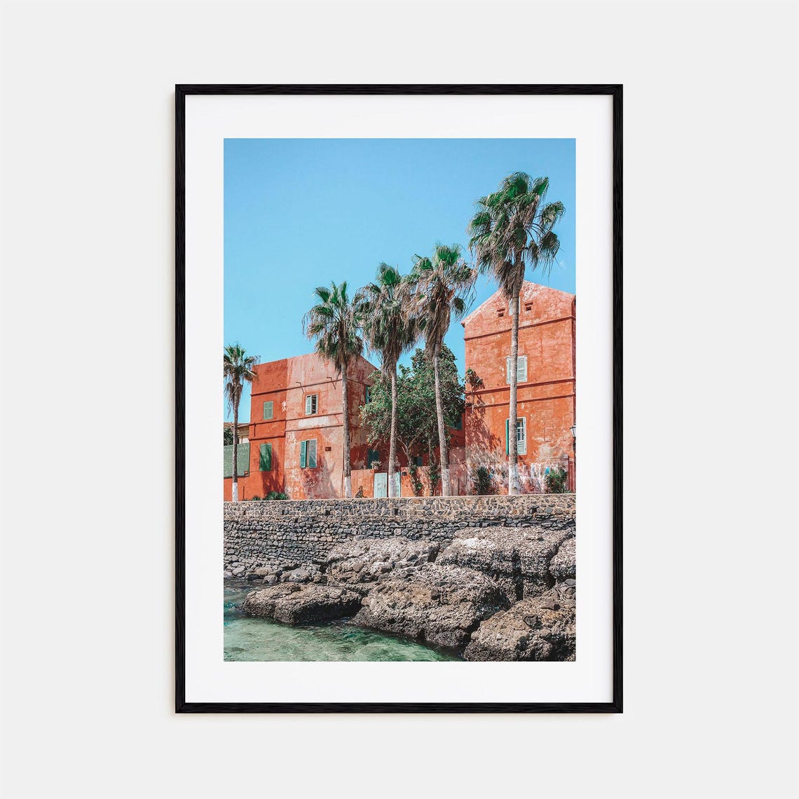 Dakar Senegal Terracotta Colonial Buildings Palm Trees Poster