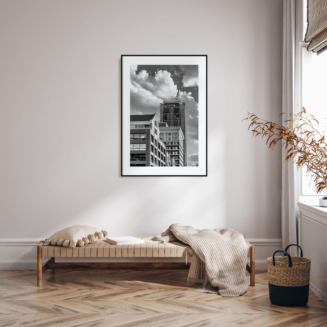 Fort Worth No 2 Black And White Downtown Tower Blocks Poster - Image 2